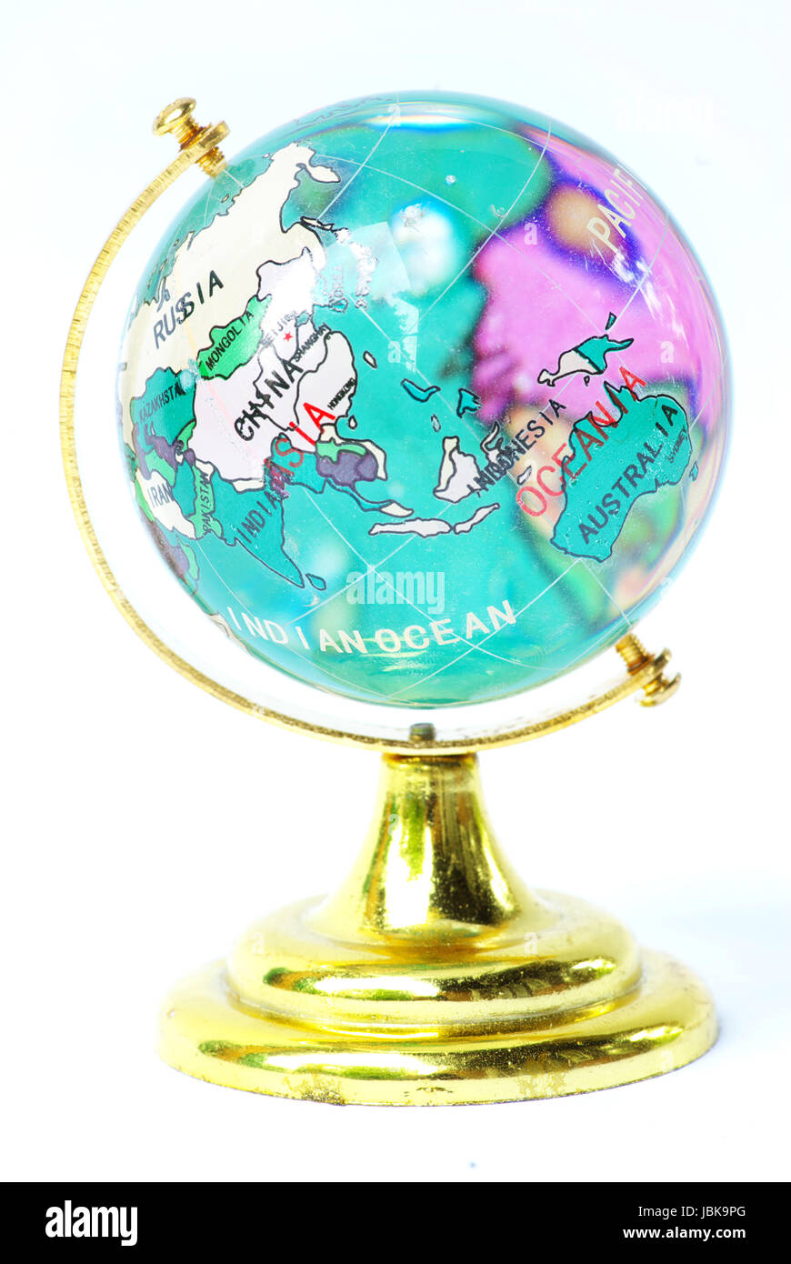 Perfect crystal ball globe isolated on white Stock Photo Alamy