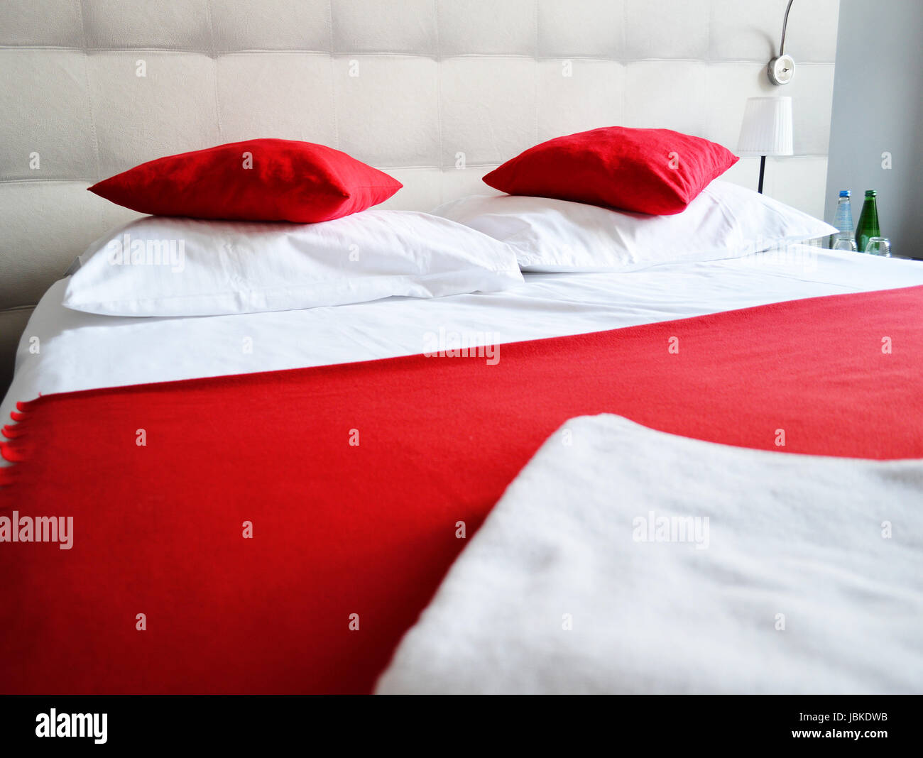 Double bed in hotel room. Stock Photo Alamy