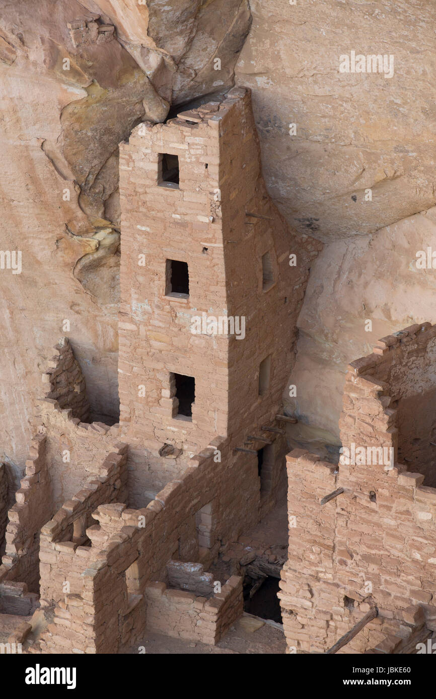 Tower House Ruins, Mesa Verde National Park, UNESCO World Heritage Site, Colorado, USA Stock Photo