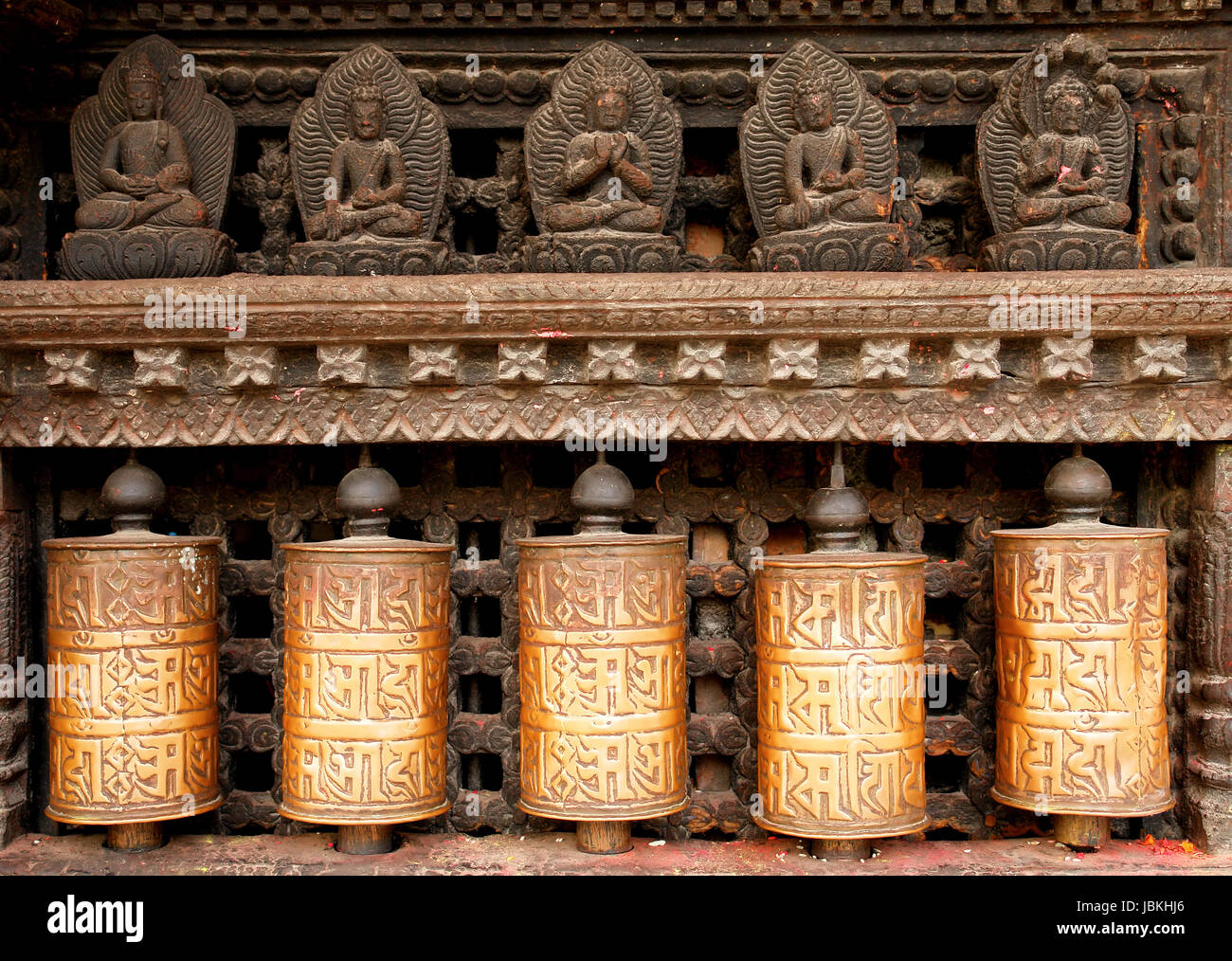 Prayer wheels at swayambhunath monkey temple in Kathmandu, Nepal Stock ...