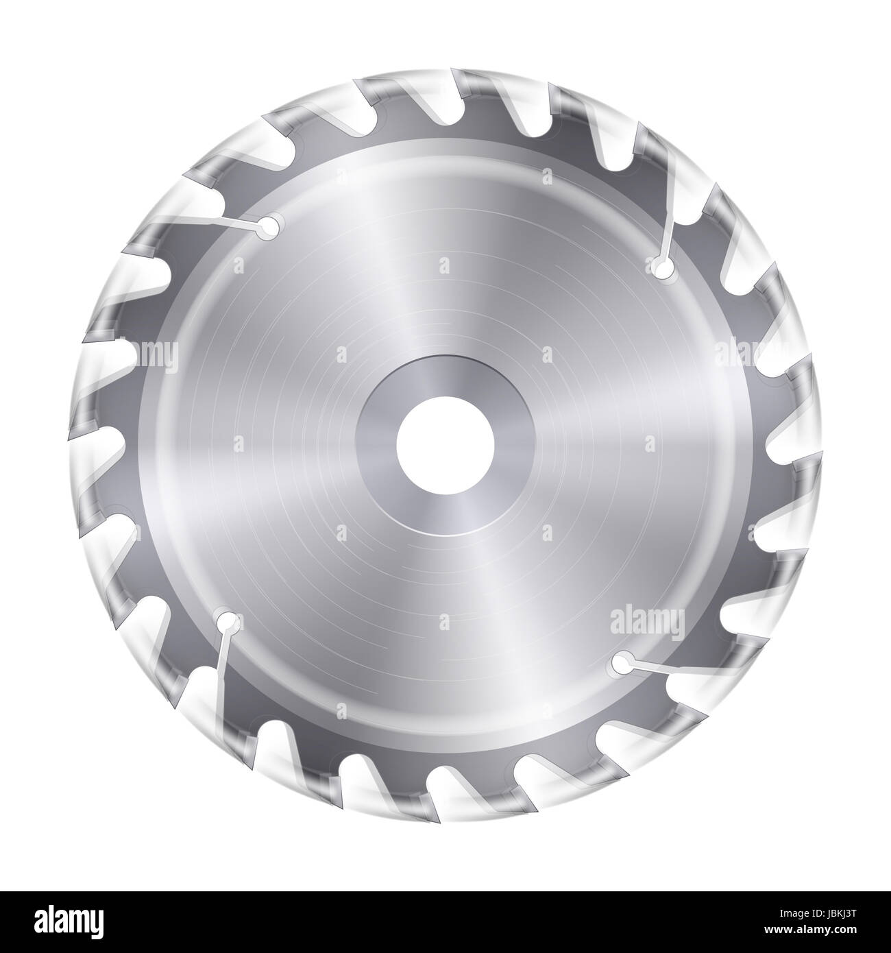 Rotating metal blade of circular saw on white background Stock Photo
