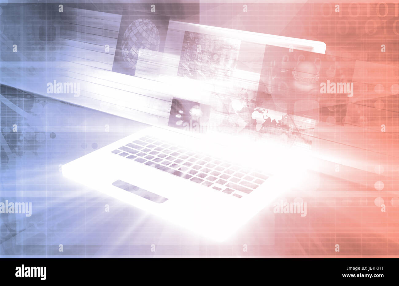 Computer Technology with Laptop and Digital Art Stock Photo - Alamy