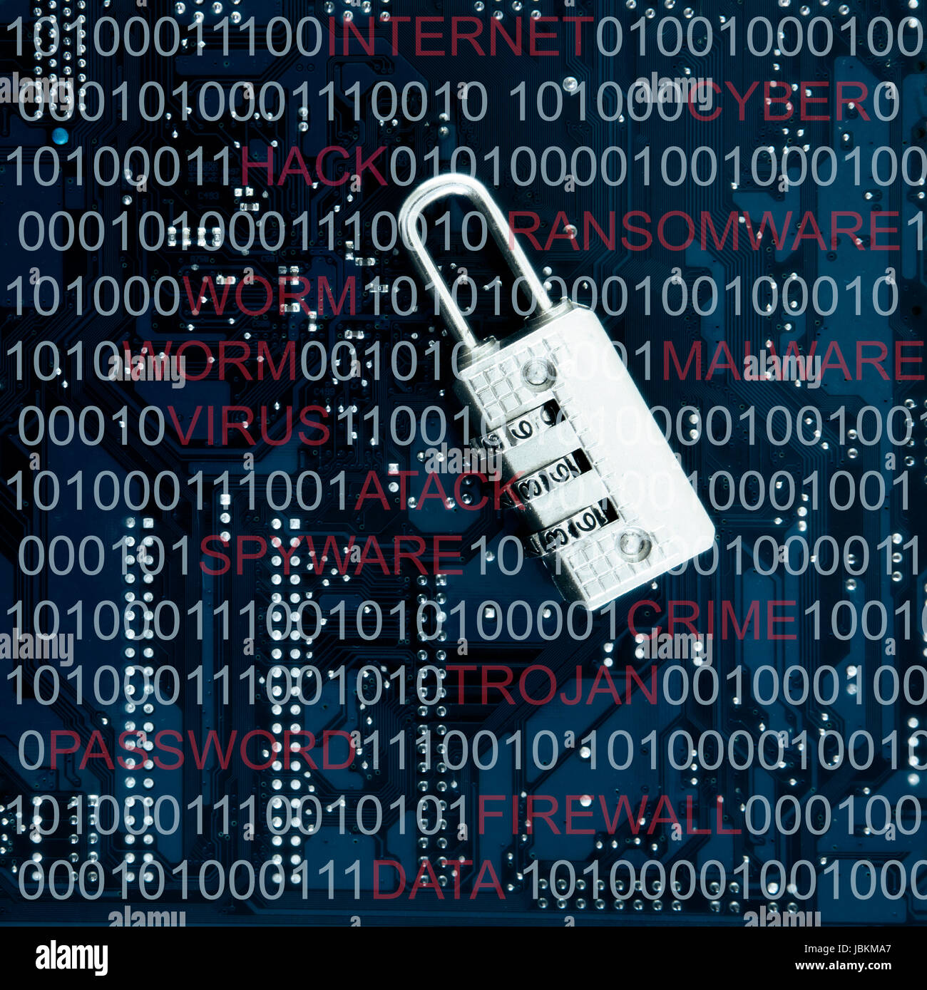 IT Security - security lock on computer circuit board  computer security concept Stock Photo