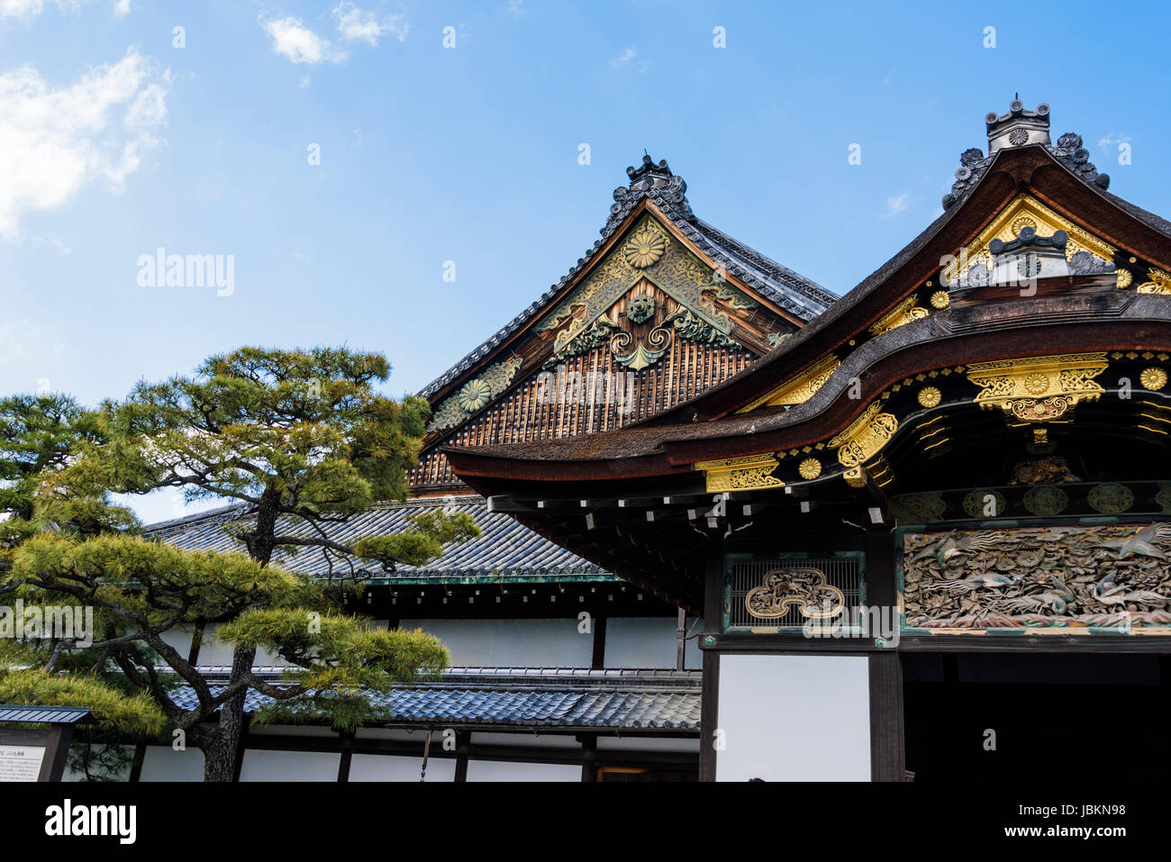 Karamon gate Nijo castle, with gilded architaectural features. Stock Photo