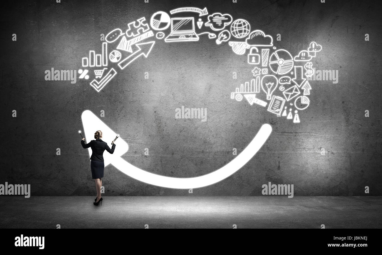 Woman throwing light on her ideas Stock Photo Alamy