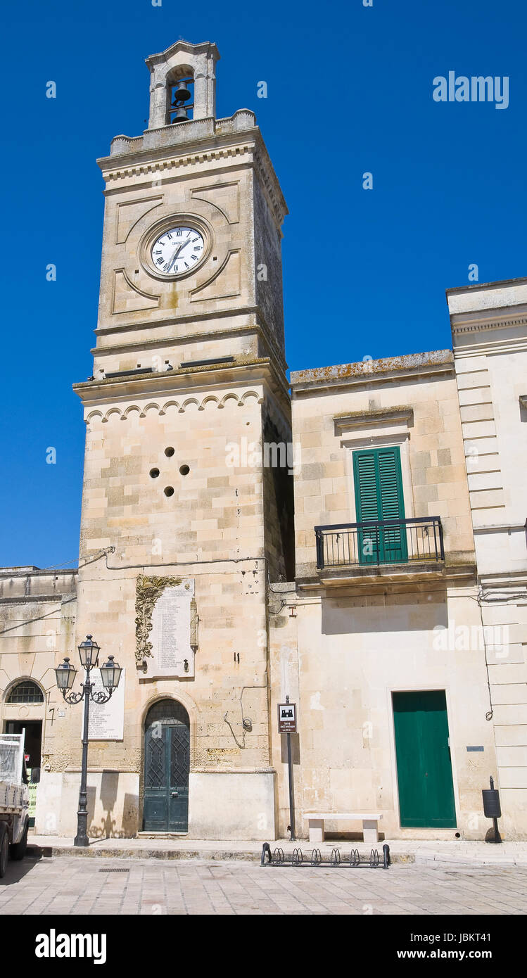 Clocktower. Castrignano de' Greci. Puglia. Italy. Stock Photo