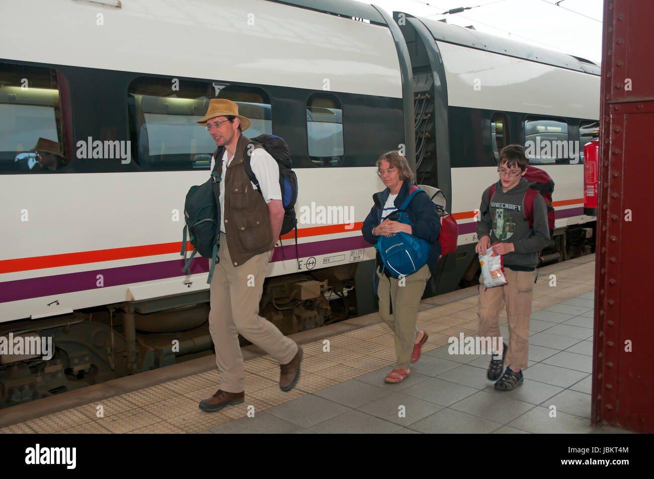 Railway station - passengers, La Coruna, Region of Galicia, Spain, Europe Stock Photo