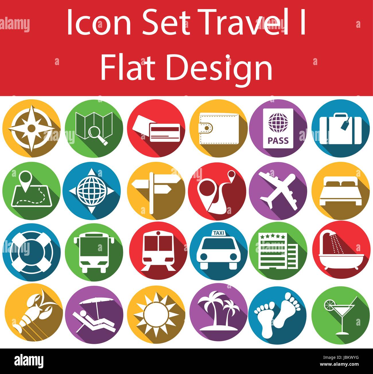 Flat Design Icon Set Travel with 24 icons for for the creative use in ...