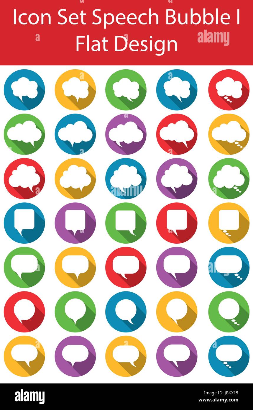 Flat Design Icon Set Speech Bubble with 35 icons for the creative use ...