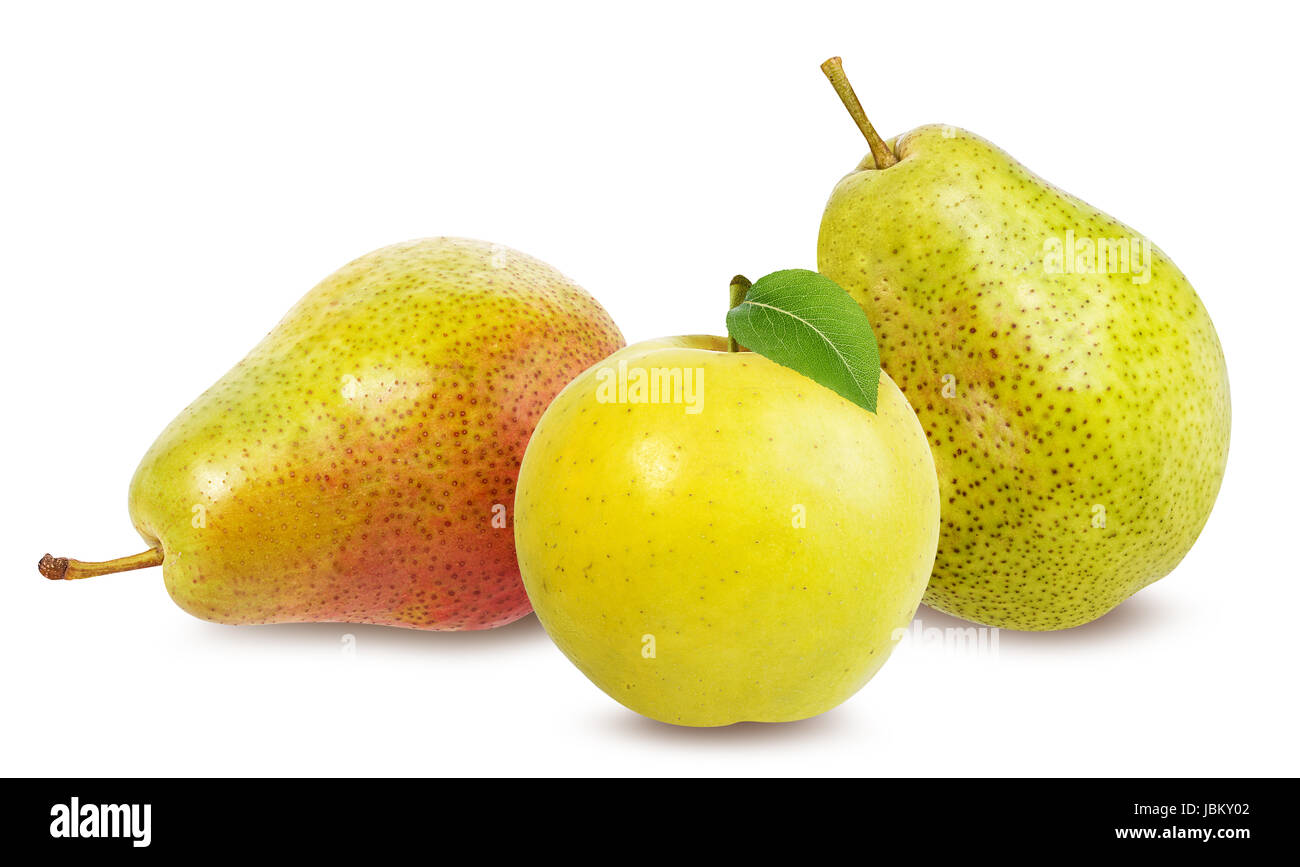 apples and pear isolated on white background Stock Photo
