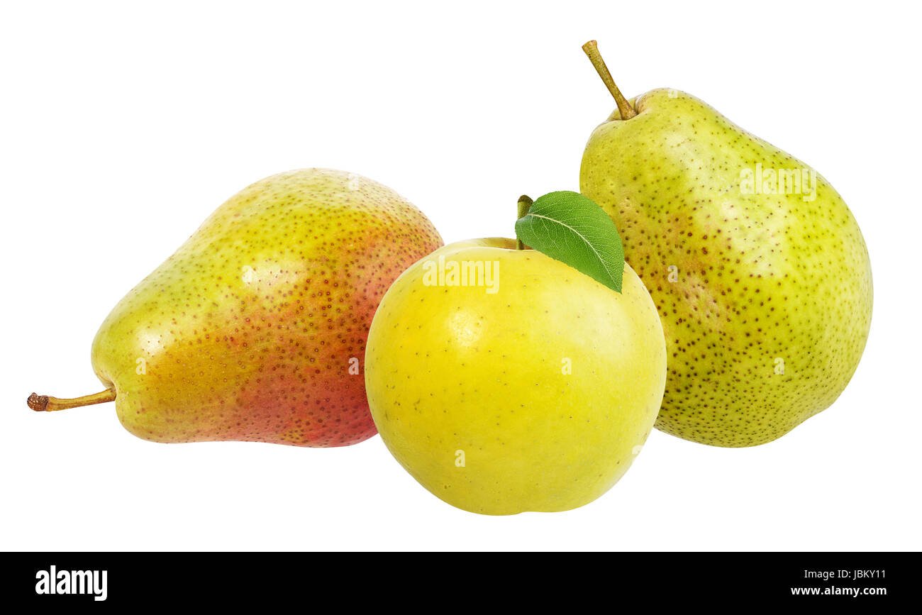 apples and pear isolated on white background Stock Photo