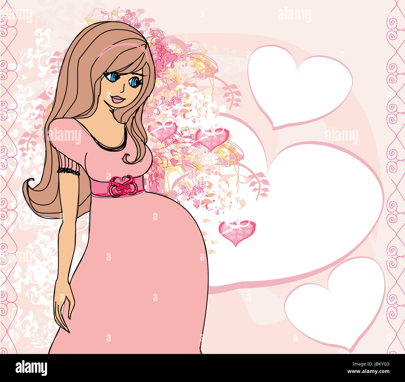 beautiful pregnant woman, baby shower card Stock Photo Alamy