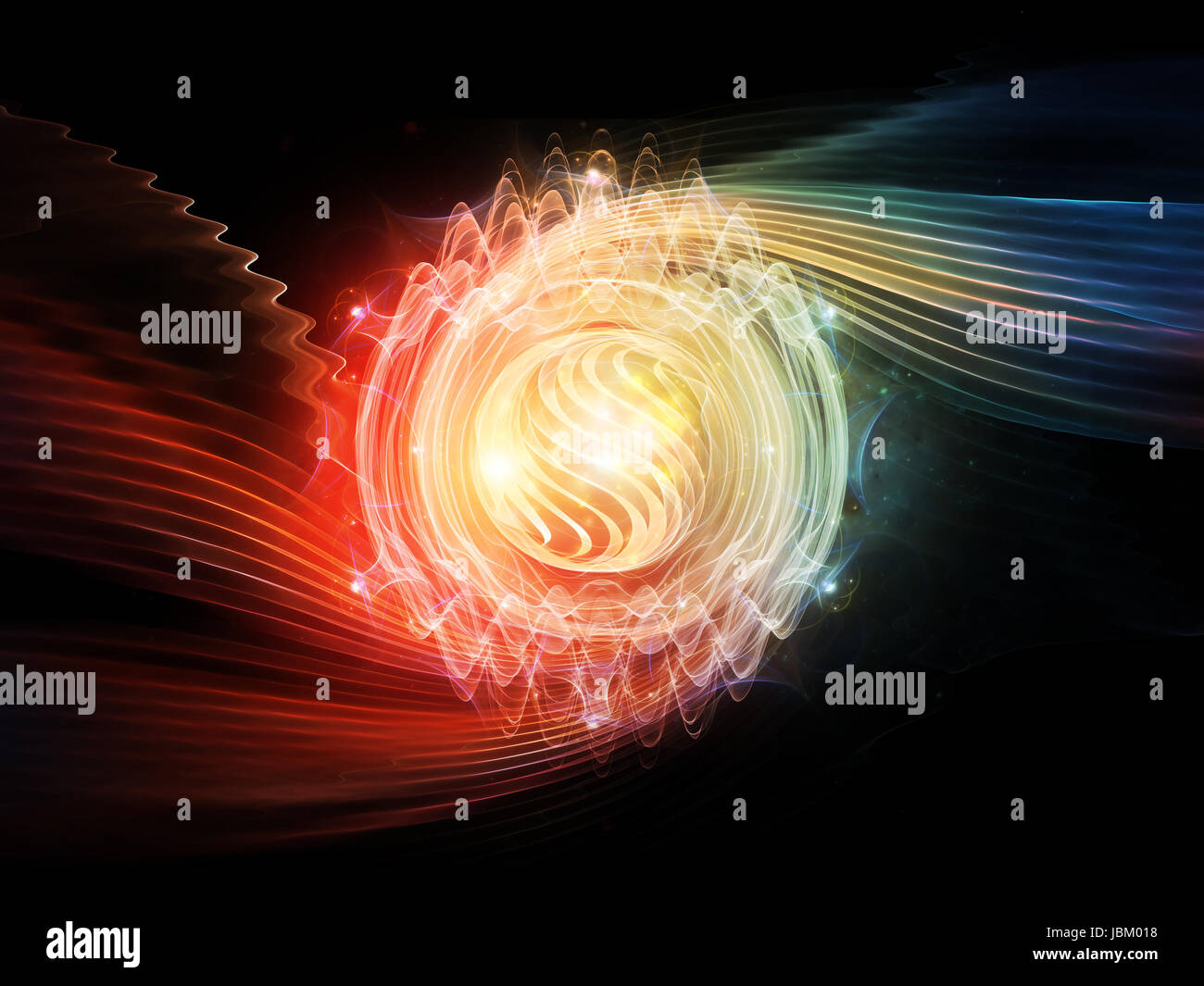 Atomic series. Interplay of lights and fractal elements on the subject