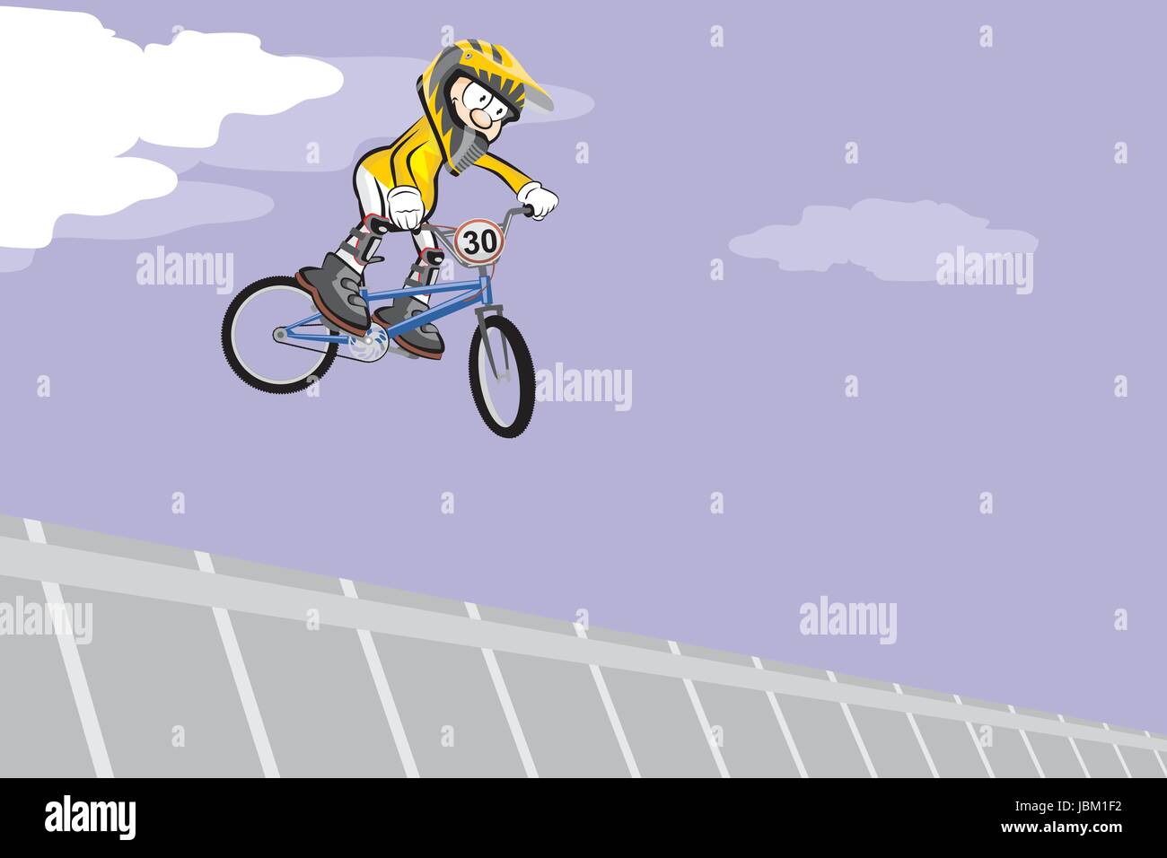 Vector Illustration Boy Jumping Bike High Resolution Stock Photography