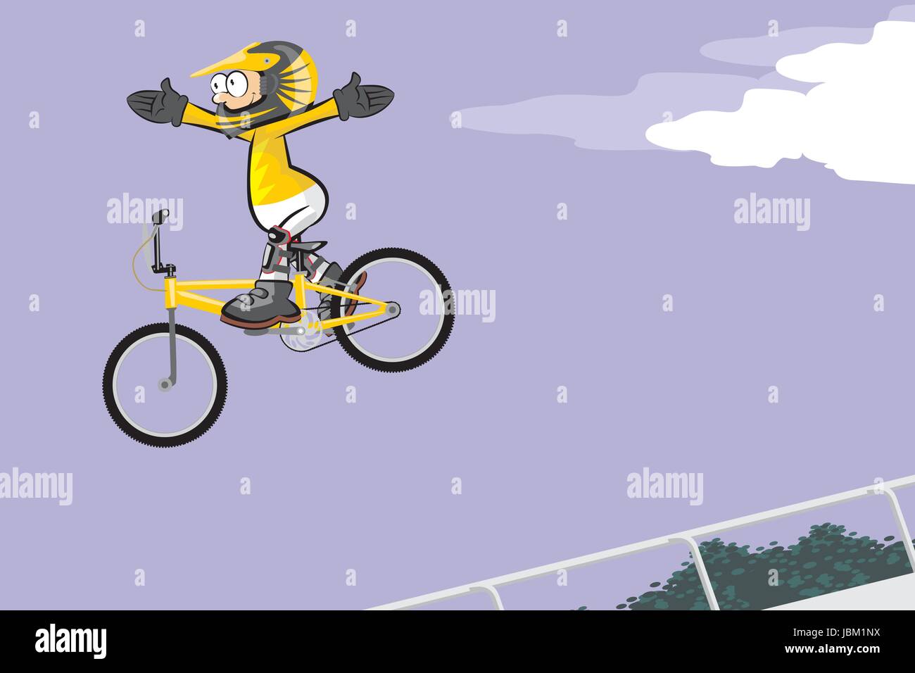 BMX rider jumping and flying. Conceptual extreme vector illustration. Stock Vector