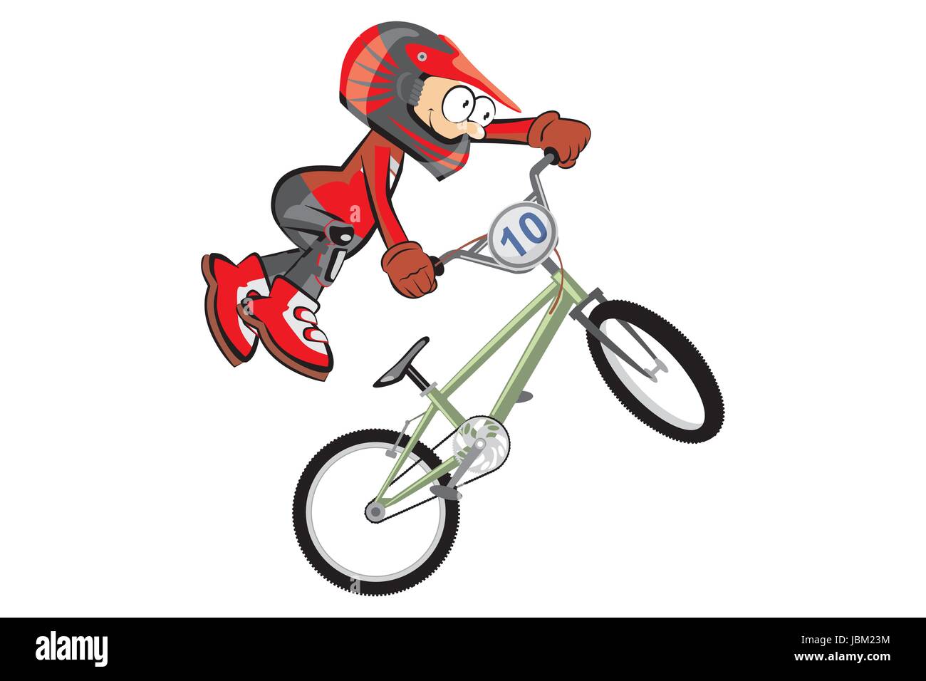 BMX rider isolated over white. Conceptual extreme vector illustration