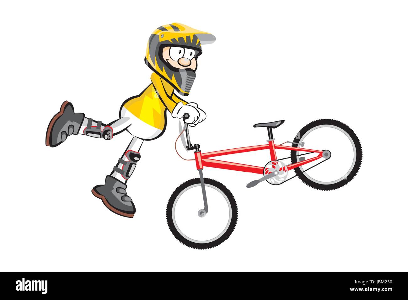BMX rider isolated over white. Conceptual extreme vector illustration