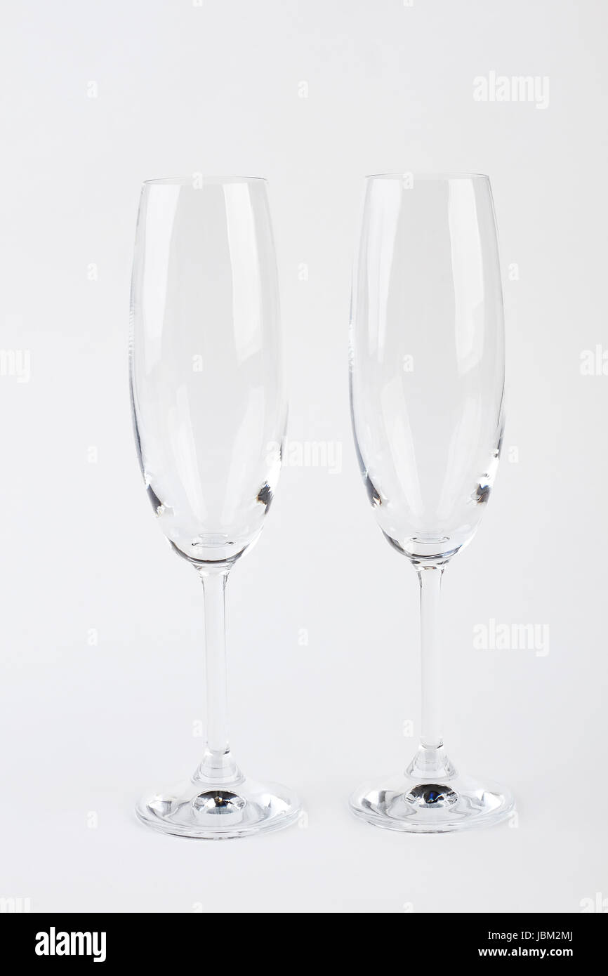 Two champagne glasses, front view Stock Photo Alamy