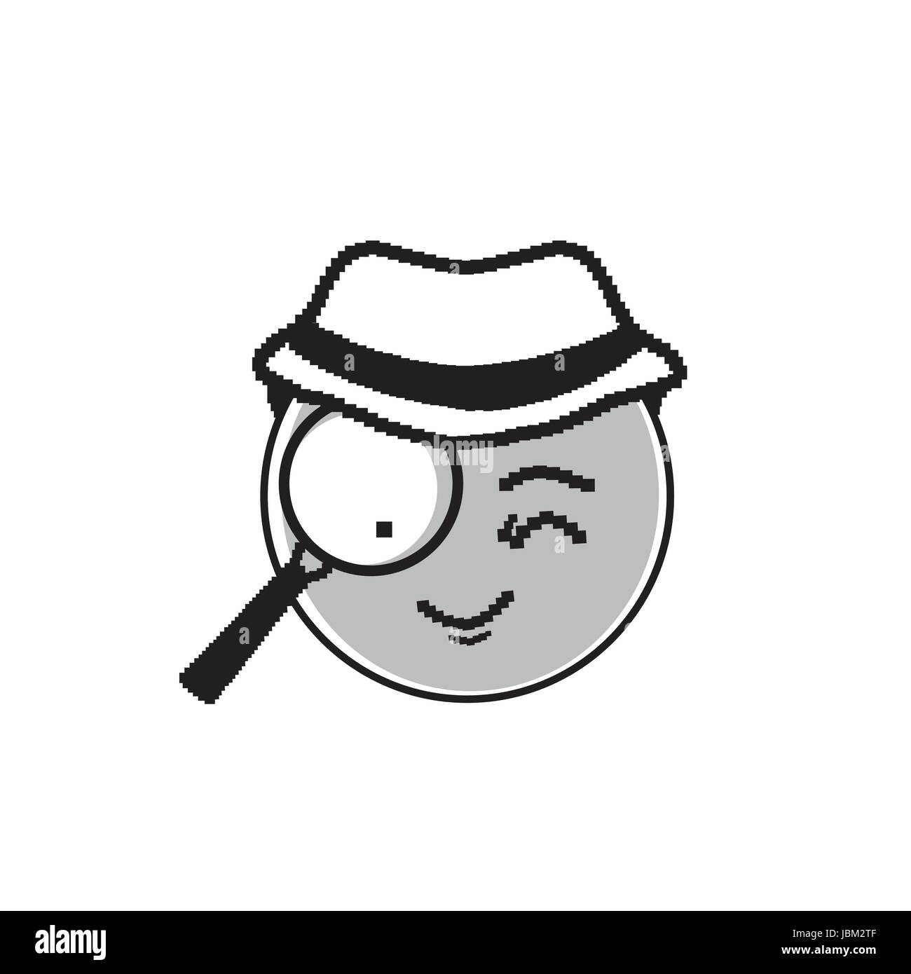 Detective Cartoon Face Wear Hat Suspecting Happy Smile People Emotion Icon Stock Vector