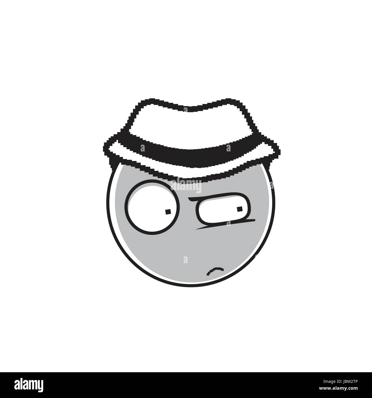 Detective Cartoon Face Wear Hat Suspecting People Emotion Icon Stock Vector