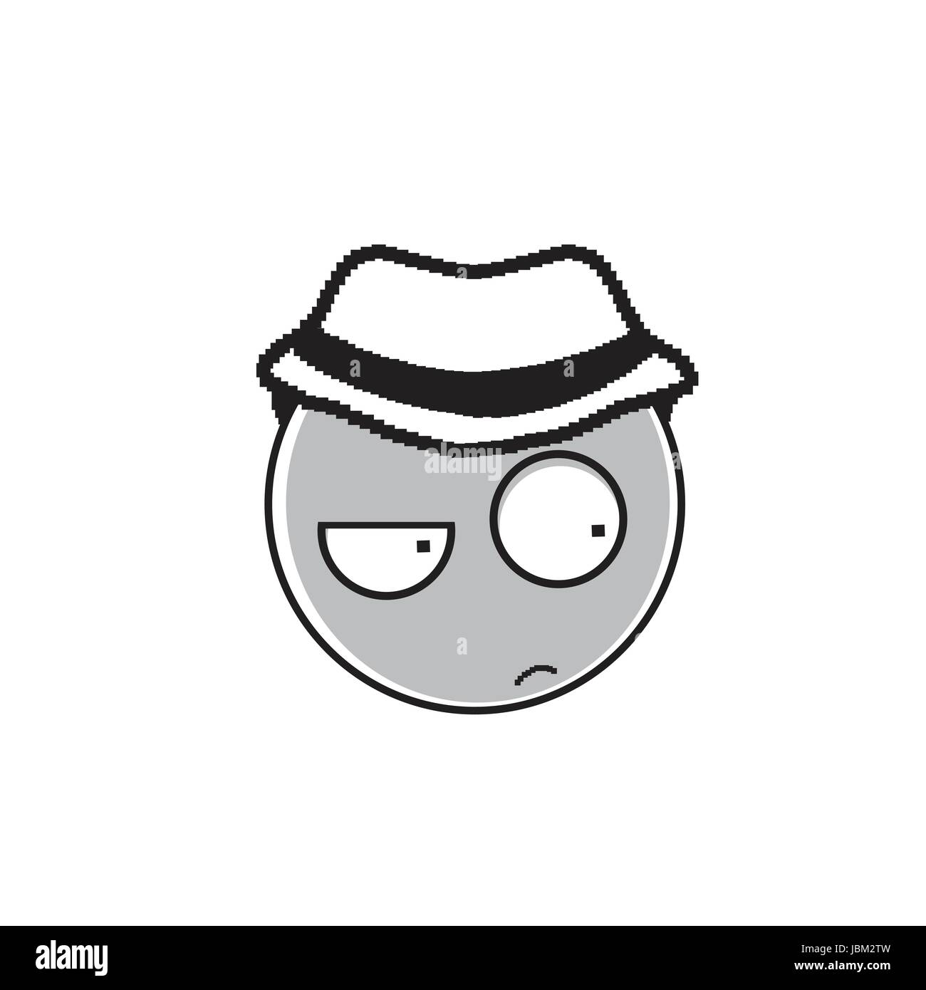 Detective Cartoon Face Wear Hat Suspecting People Emotion Icon Stock Vector