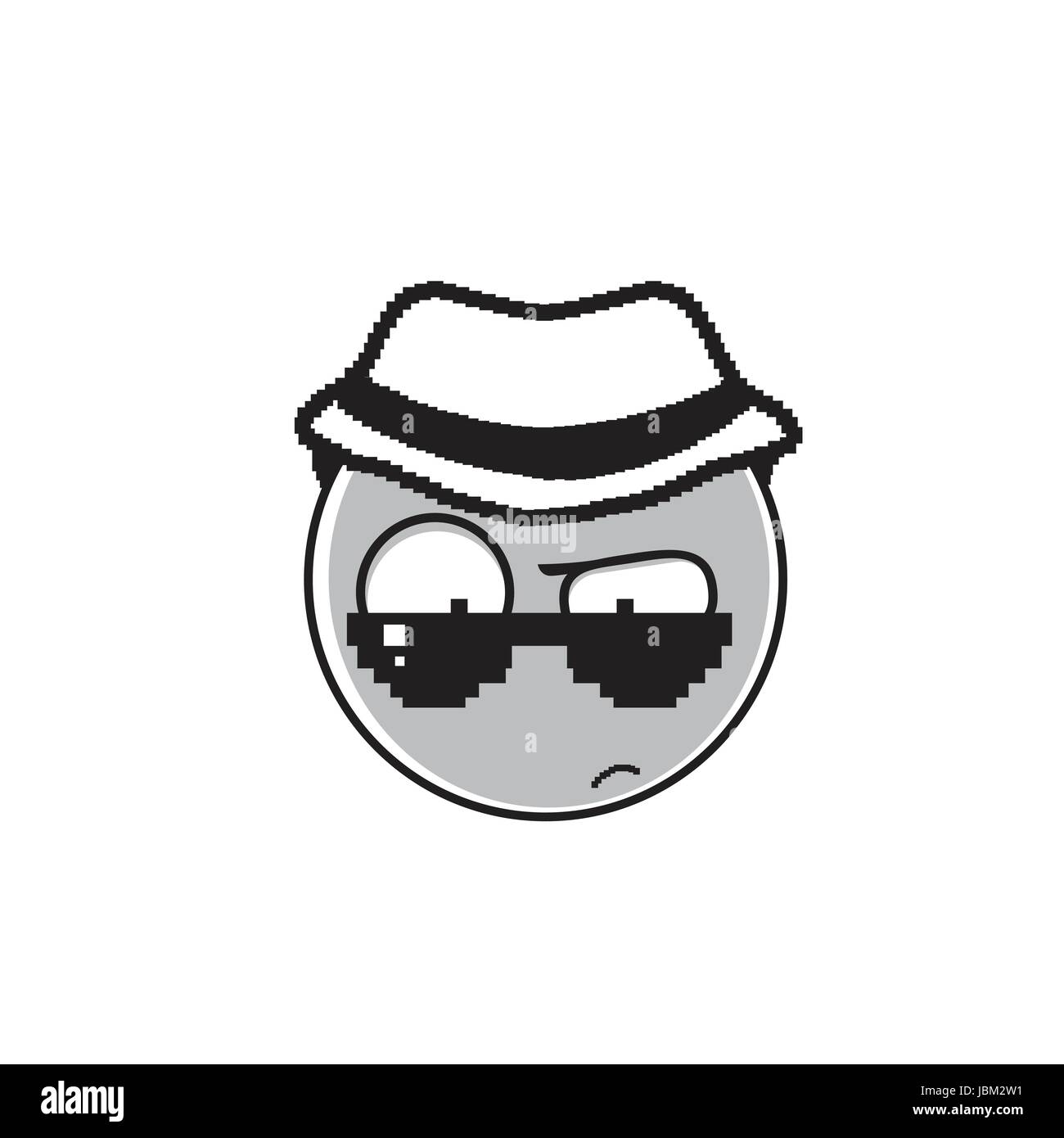 Detective Cartoon Face Wear Sunglasses And Hat People Emotion Icon Stock Vector