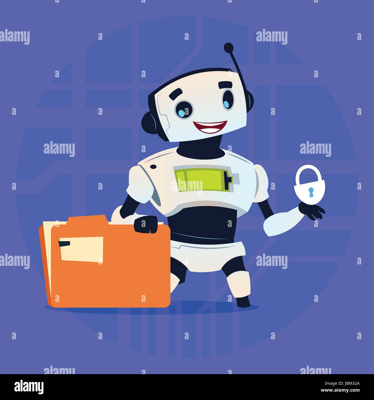 Cute Robot Protect Data Modern Artificial Intelligence Technology ...