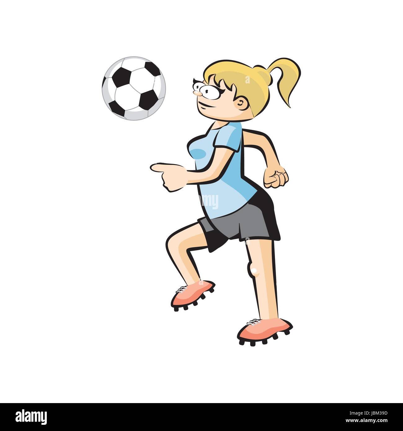 Female Soccer Player with Ball - Cartoon. Conceptual vector illustration  isolated on white Stock Vector Image & Art - Alamy