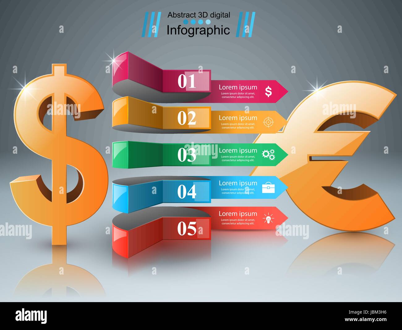 3D infographic design. Dollar, euro icon Stock Vector Image & Art - Alamy