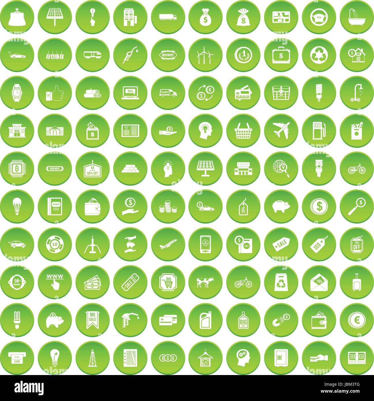 100 economy icons set green circle Stock Vector Image & Art - Alamy