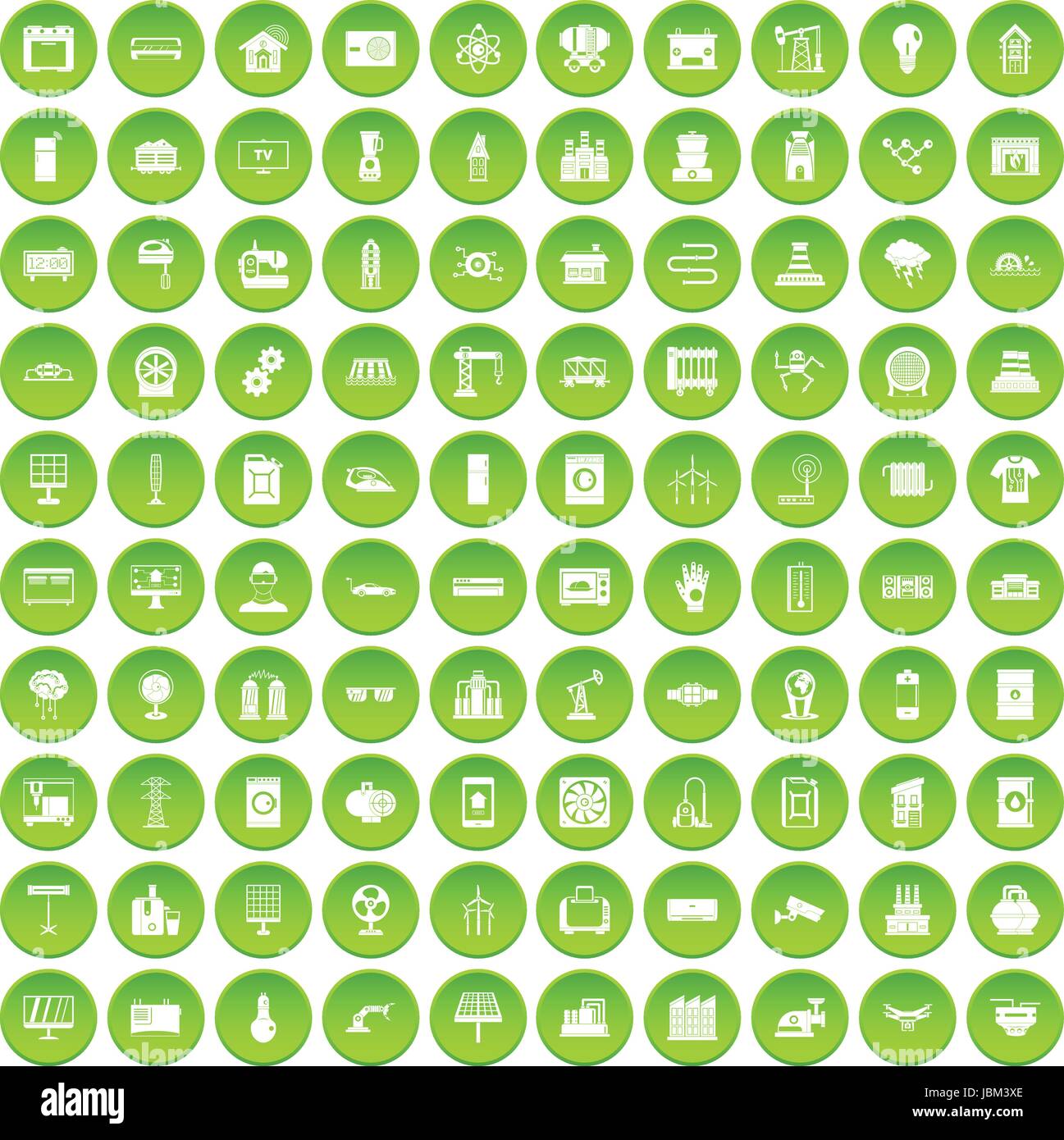 100 electrical engineering icons set green circle Stock Vector Image ...