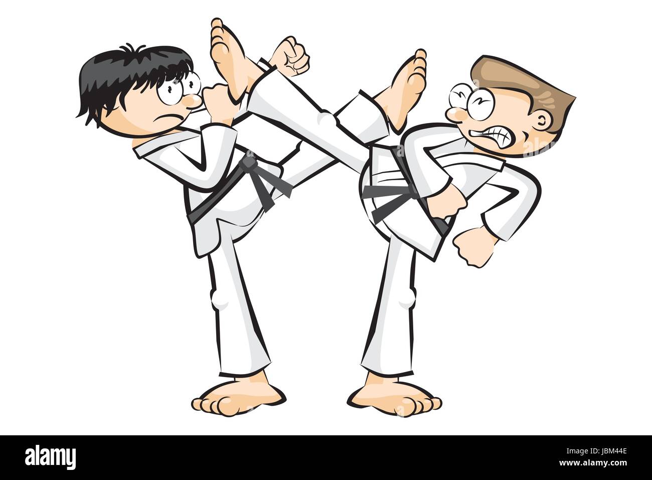 Two men in Show karate fight isolated on white. Conceptual vector