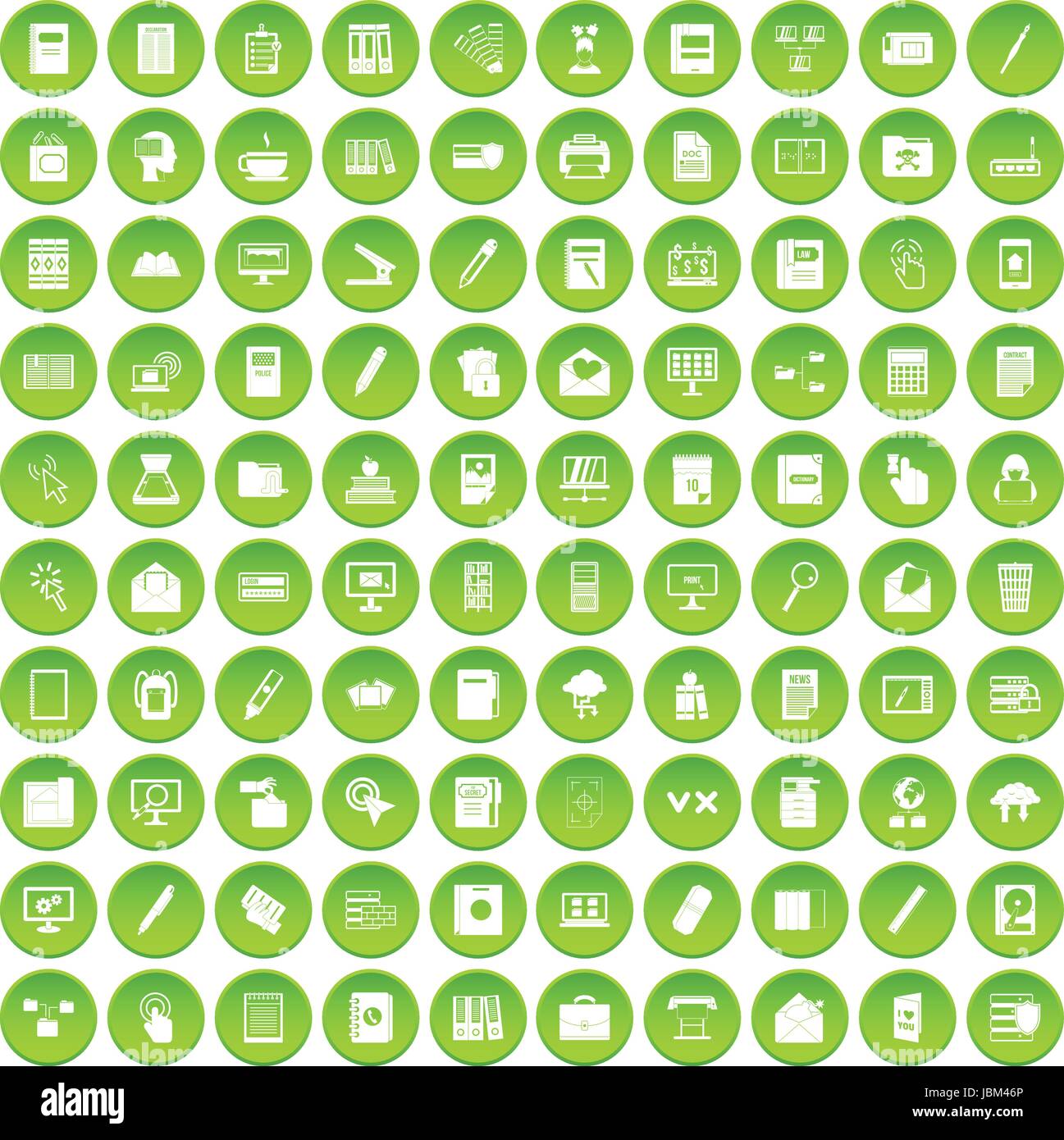 100 folder icons set green circle Stock Vector Image & Art - Alamy