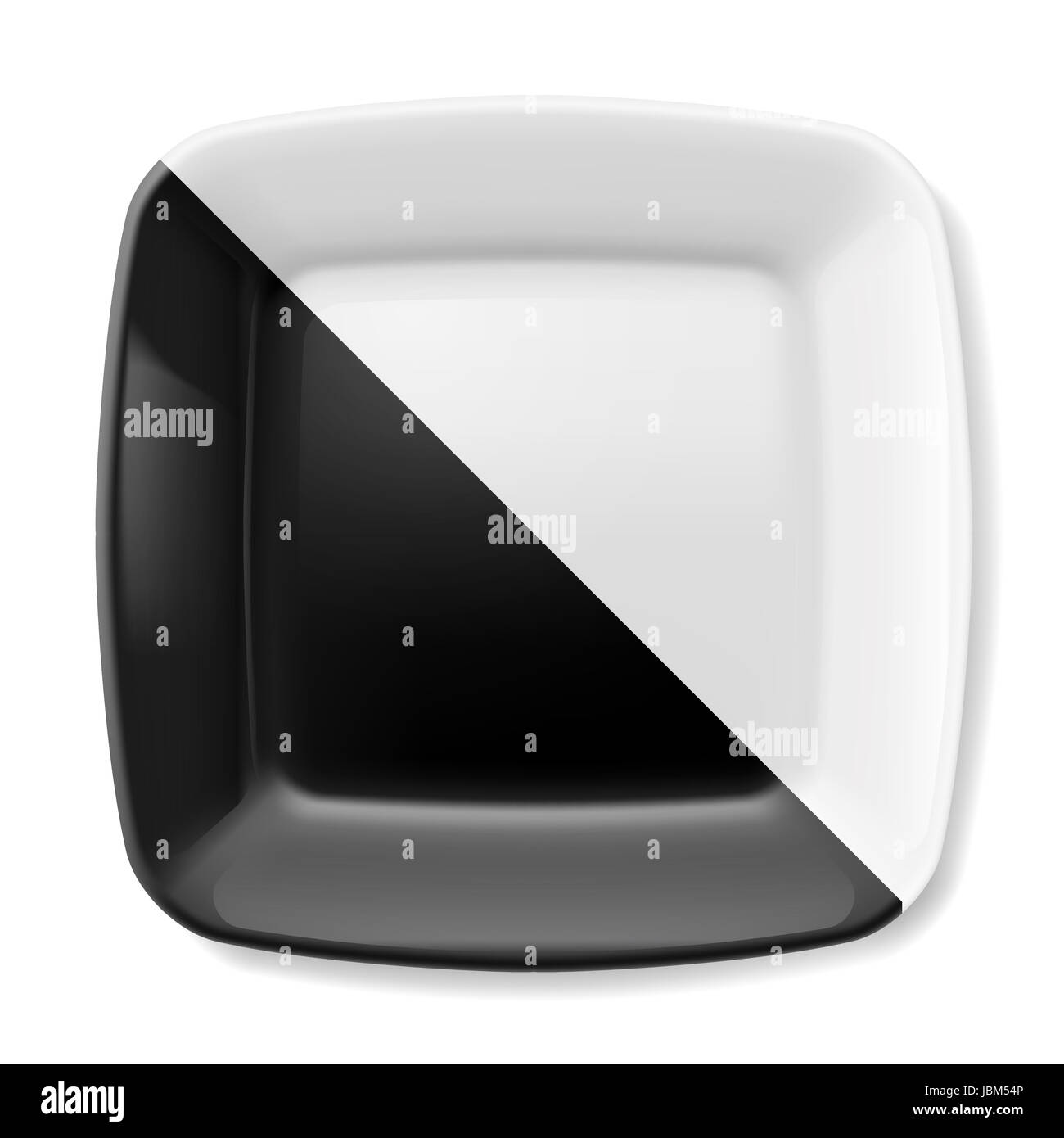 Empty black and white square plate with rounded corners Stock Photo Alamy
