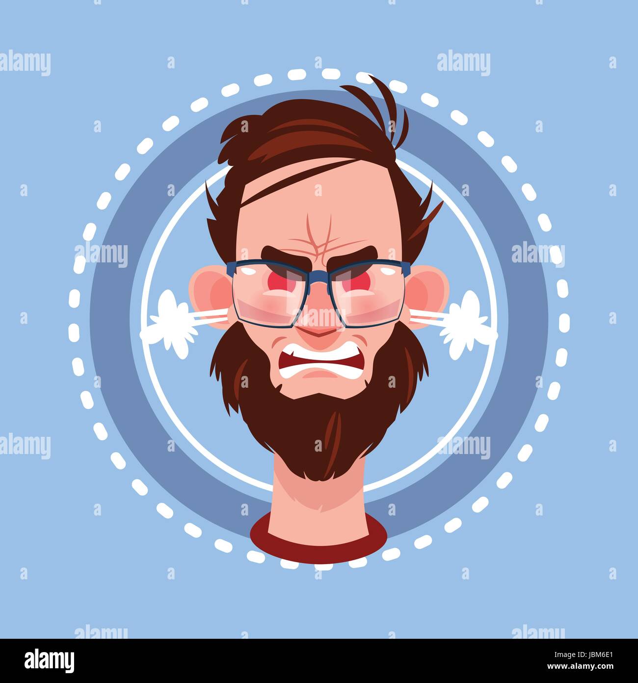 Profile Icon Male Emotion Avatar, Man Cartoon Portrait Angry Face Stock