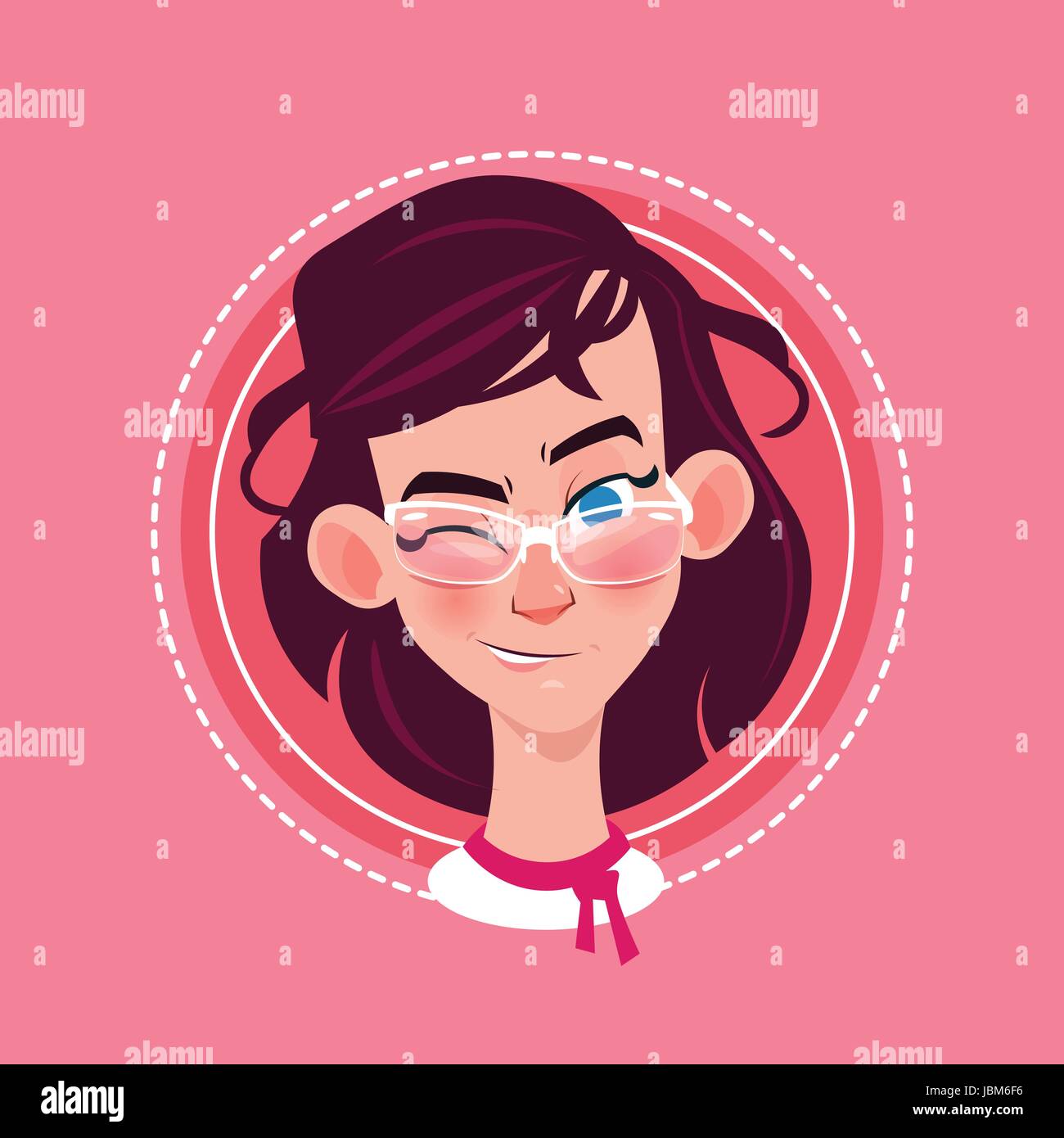 Profile Icon Female Emotion Avatar, Woman Cartoon Portrait Happy Smiling Face Winking Stock Vector