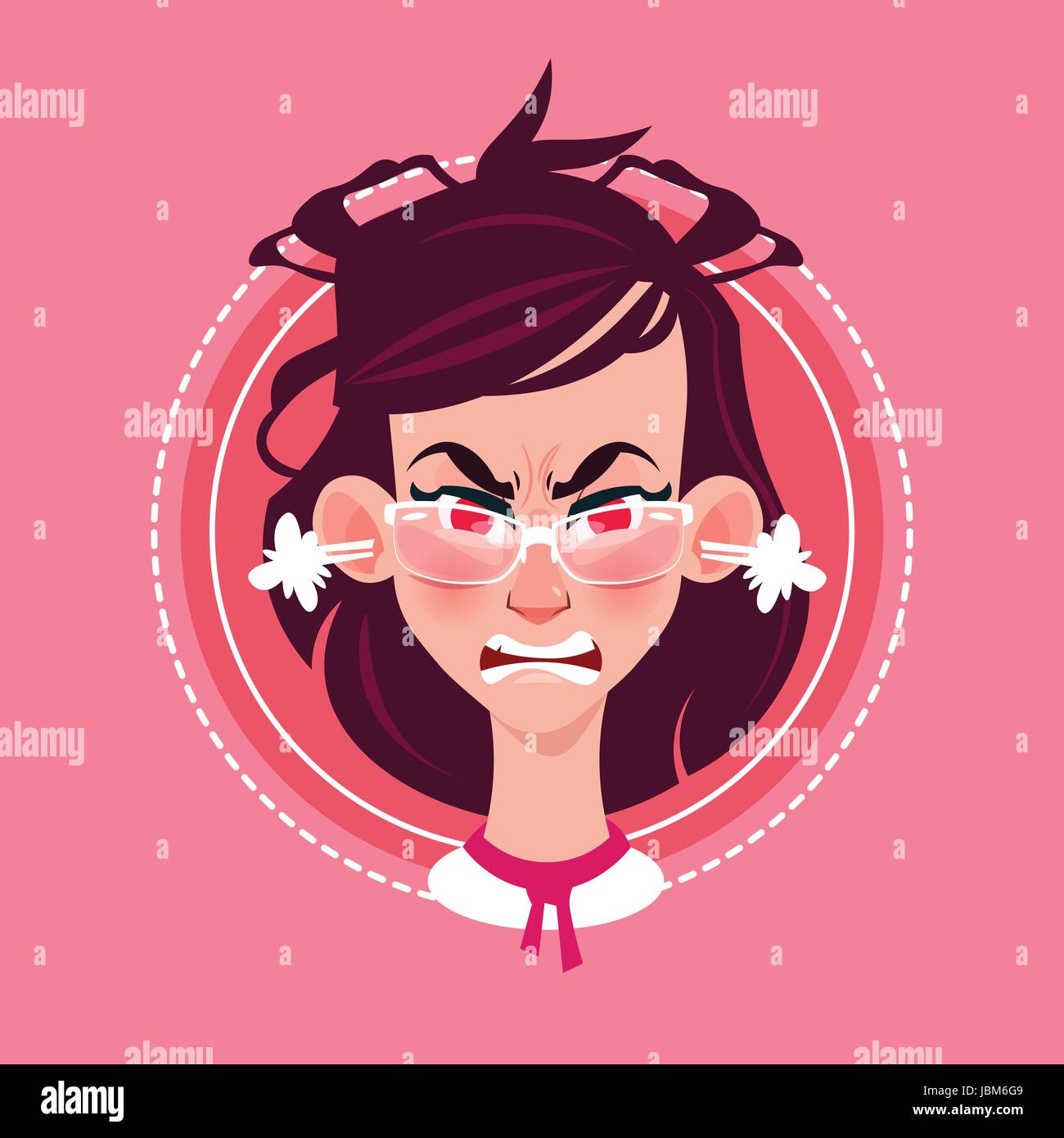 Profile Icon Female Emotion Avatar, Woman Cartoon Portrait Angry Face