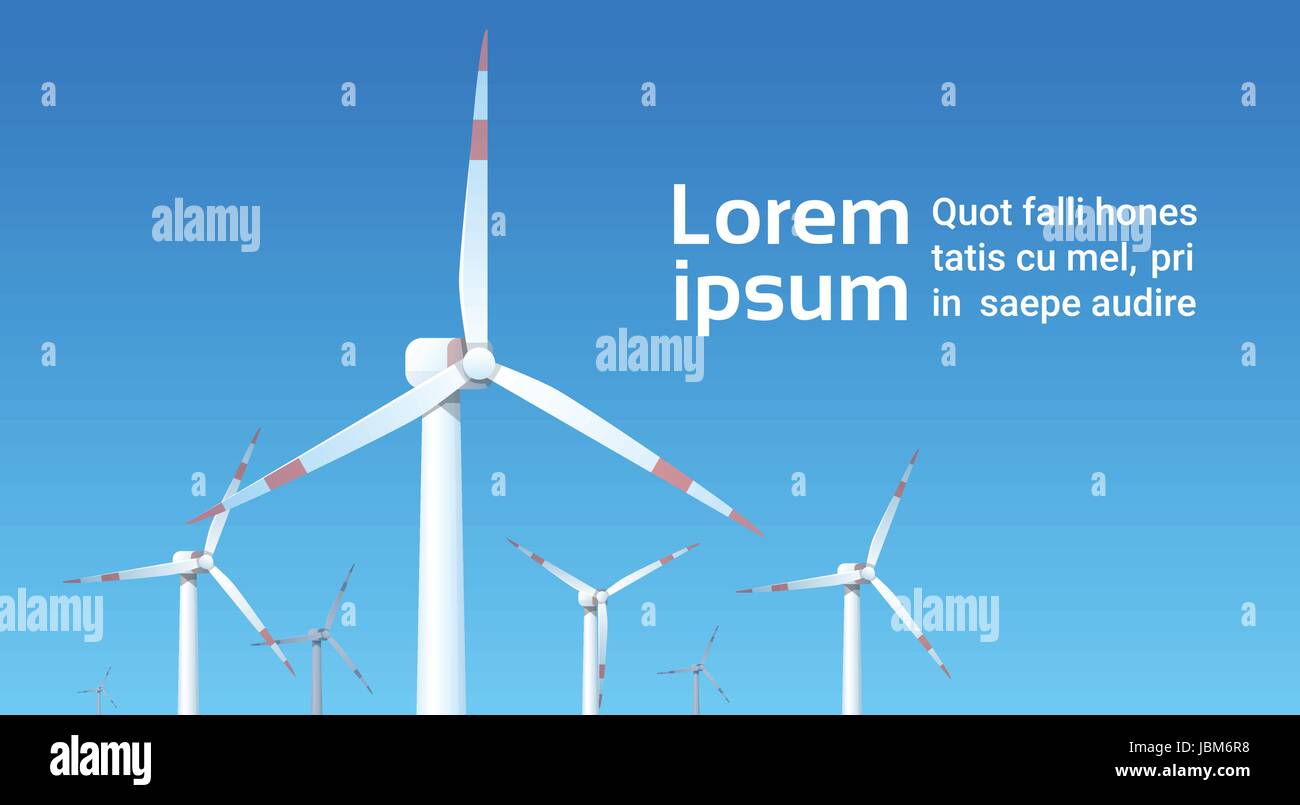Wind Turbine Energy Renewable Station Over Blue Sky Background Stock ...