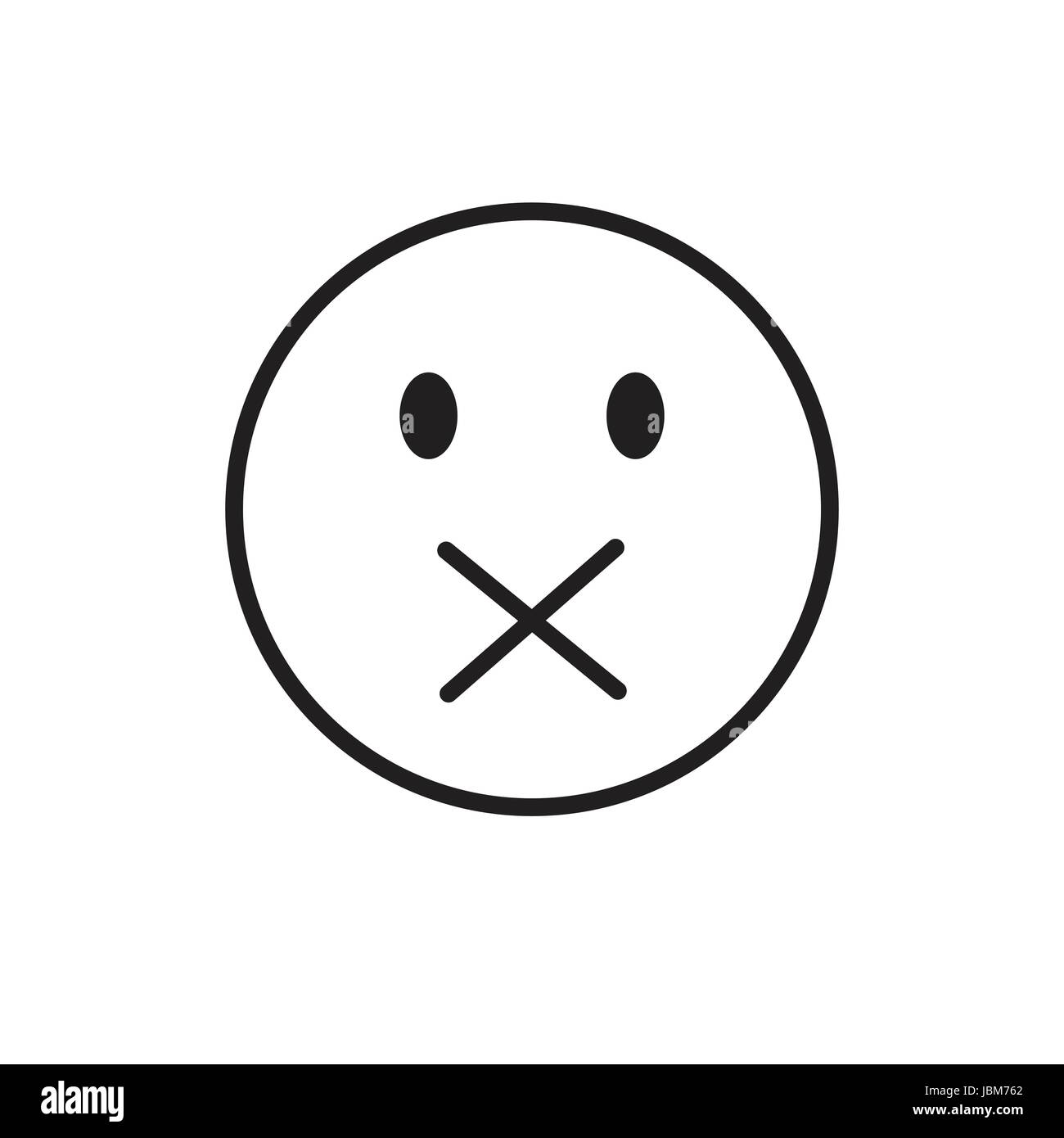 Cartoon Face Silent Not Speaking People Emotion Icon Stock Vector