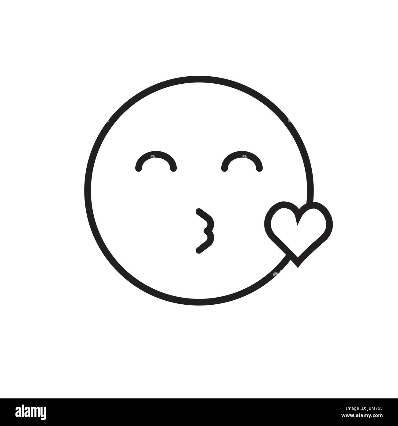 Smiling Cartoon Face Blowing Kiss Positive People Emotion Icon Stock Vector