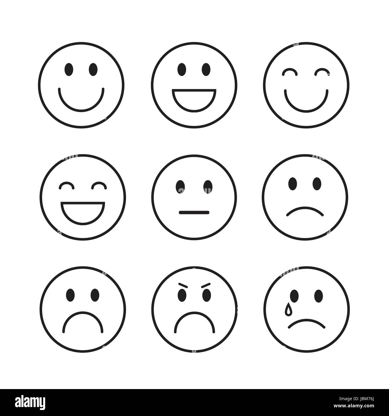 Smiling Cartoon Face People Emotion Icon Set Stock Vector Image & Art -  Alamy