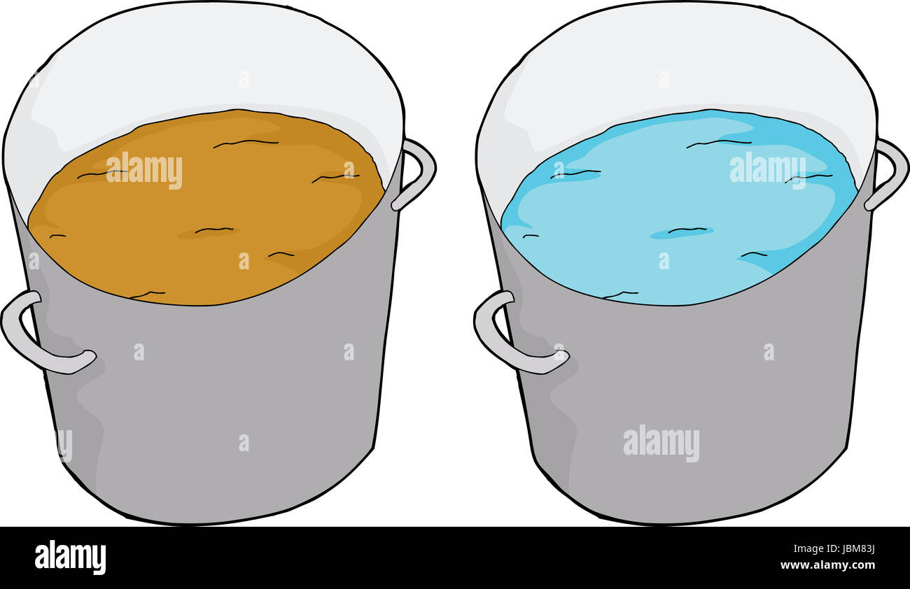Buckets of clean and dirty water on isolated background Stock Photo Alamy