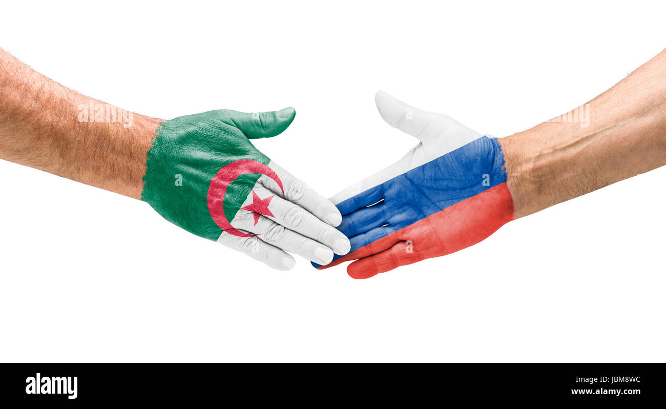 Handshake Algerien und Russland Stock Photo