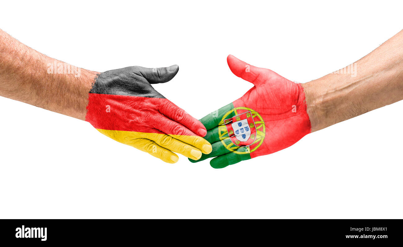 Handshake Deutschland und Portugal Stock Photo