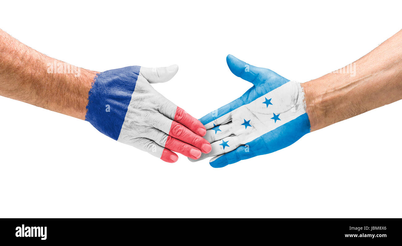 Handshake Frankreich und Honduras Stock Photo