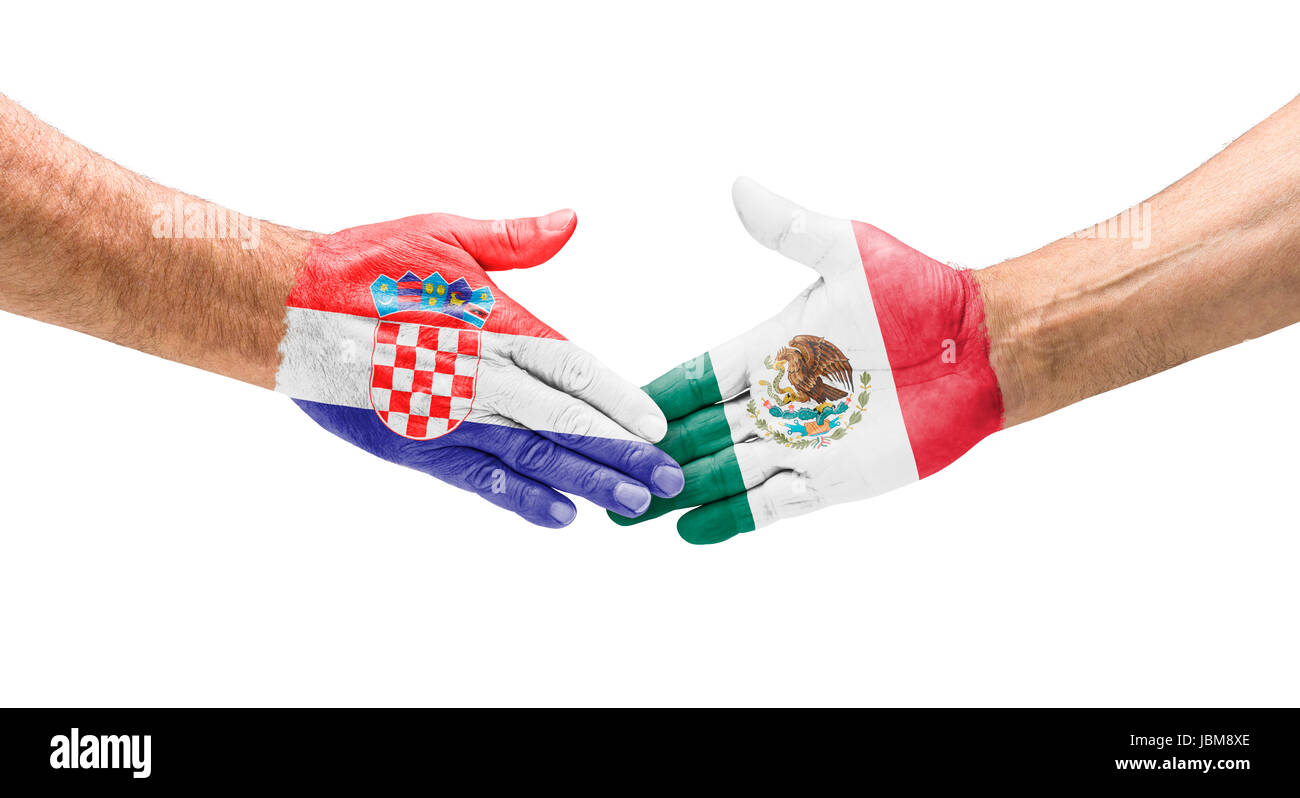 Handshake Kroatien und Mexiko Stock Photo