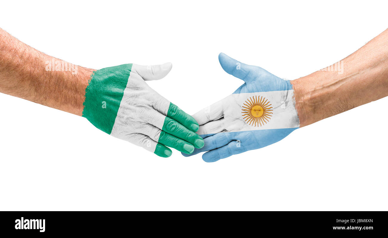 Handshake Nigeria und Argentinien Stock Photo