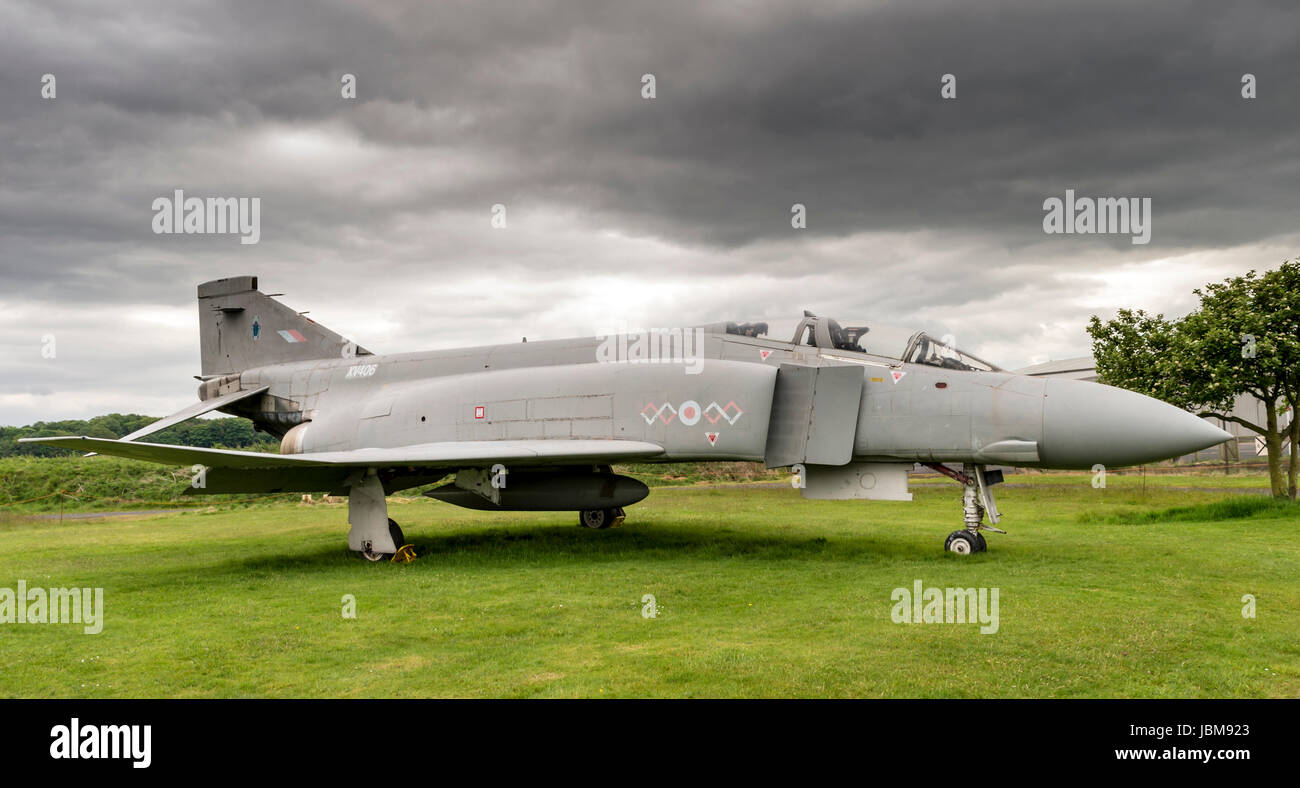 RAF Phantom FGR2 XV406,  on outside static display at Solway Aviation Museum Stock Photo