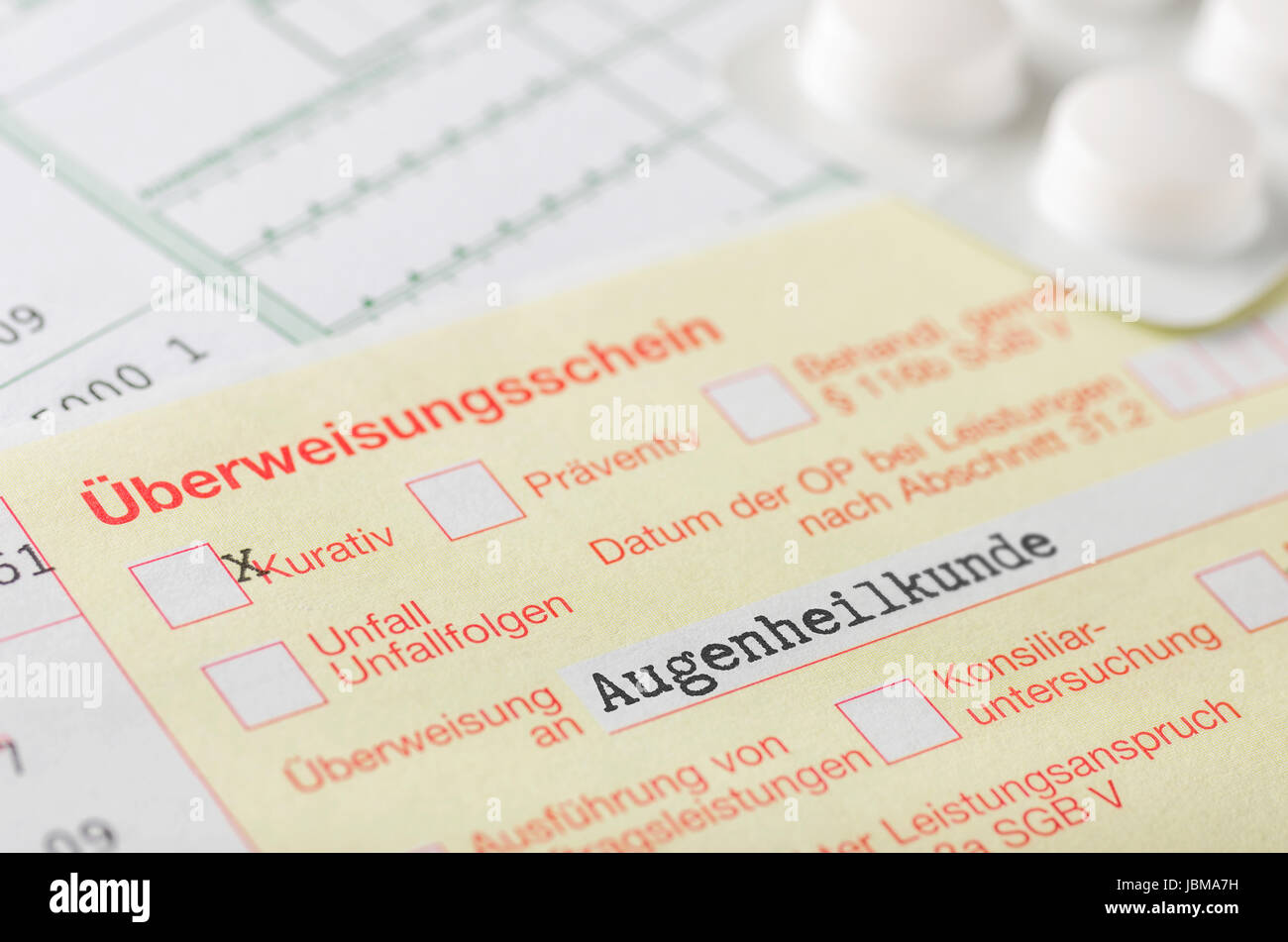 Überweisungsschein Augenheilkunde Stock Photo