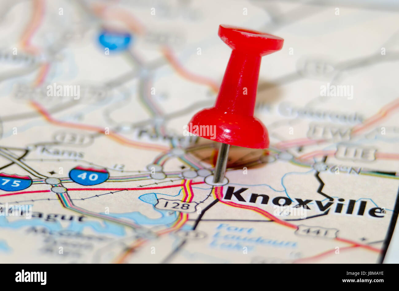 knoxville city pin on the map Stock Photo
